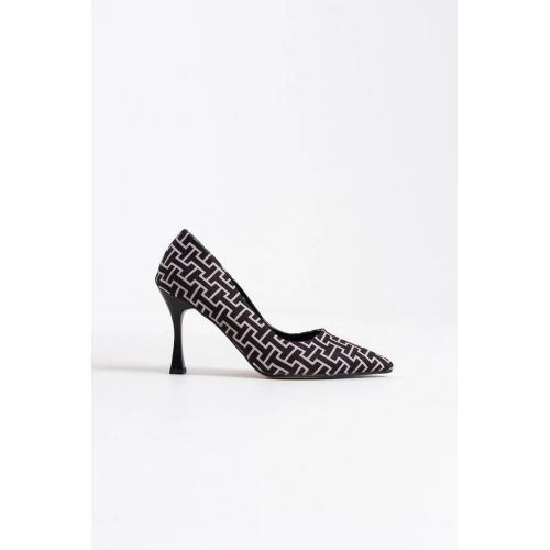 Kelsey Kadın Siyah Desenli Stiletto