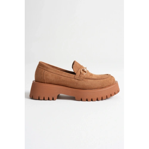 Lara Toka Detaylı Taba Süet Günlük Loafer Ayakkabı