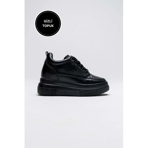 Lauren Kadın Gizli Topuk Mat Siyah Spor Ayakkabı