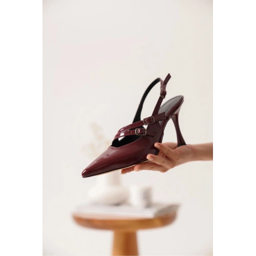 Lenora Kadın Bordo Rugan Topuklu Ayakkabı