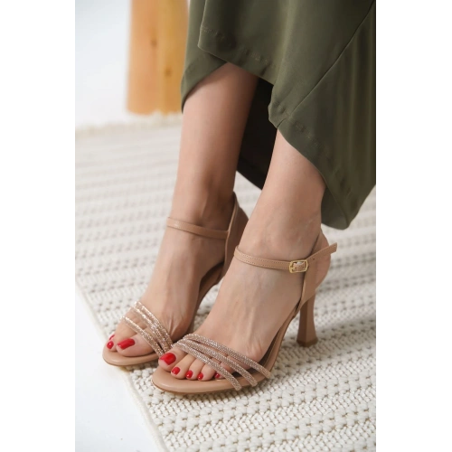 Lilia Kadın Nude Taşlı Sandalet