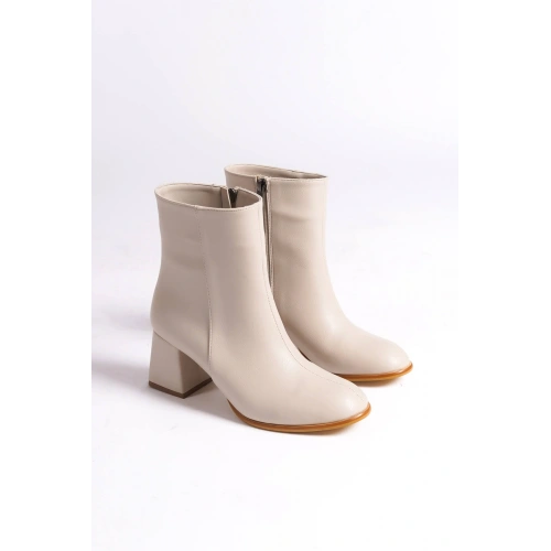 Lucinda Kadın Kışlık Bej Kalın Topuklu Bot