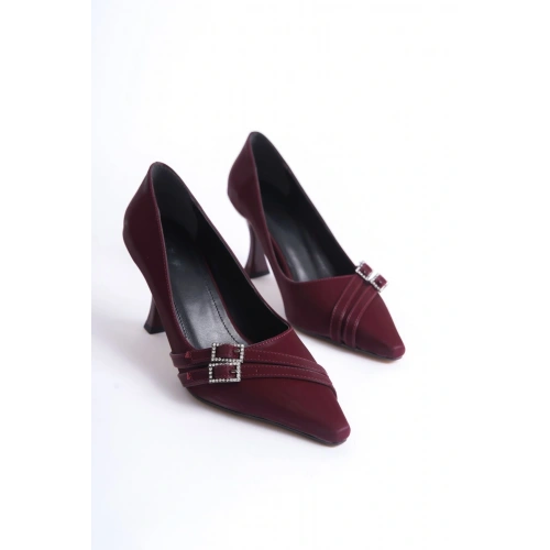 Maya Kadın Bordo Saten Topuklu Ayakkabı