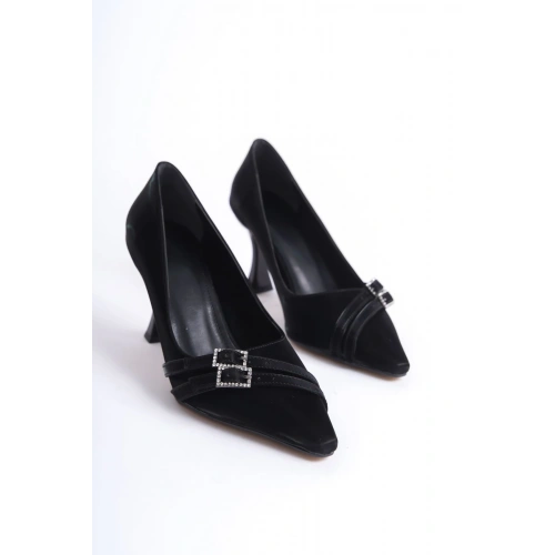 Maya Kadın Siyah Saten Topuklu Ayakkabı