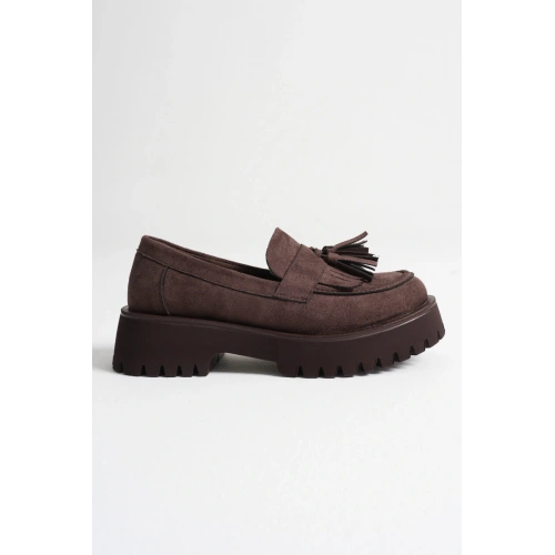 Mina Kadın Günlük Acı Kahve Süet Loafer Ayakkabı