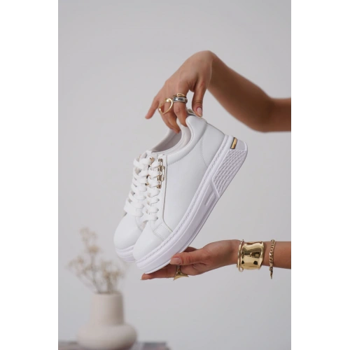 Nova Kadın Gold Detaylı Beyaz Sneaker