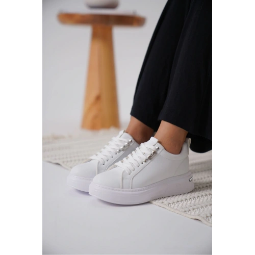 Nova Kadın Gümüş Detaylı Beyaz Sneaker