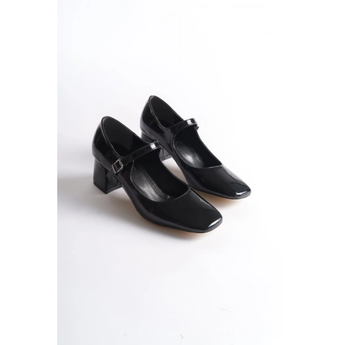 Rosalie Siyah Rugan Topuklu Kadın Ayakkabı