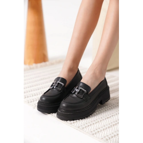 Terry Cilt Siyah Kadın Loafer
