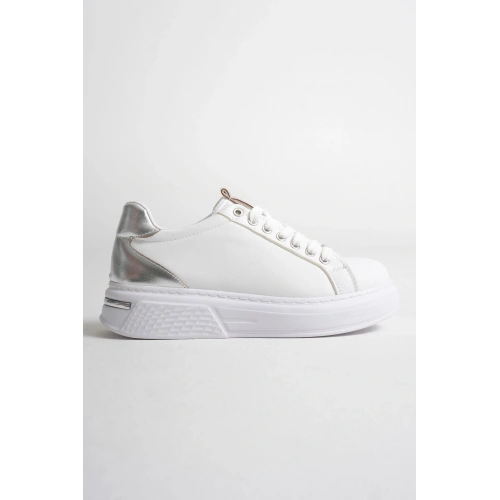 Vega Gümüş Detaylı Beyaz Kadın Spor Ayakkabı