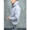 Erkek Açık Gri Trend Kapüşonlu Sweatshirt