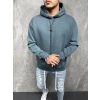 Erkek Mavi Trend Kapüşonlu Sweatshirt