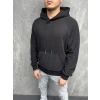 Erkek Siyah Cep Detaylı Trend Kapüşonlu Sweatshirt