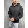 Erkek Siyah Cep Detaylı Trend Kapüşonlu Sweatshirt
