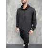 Erkek Siyah Trend Kapüşonlu Sweatshirt