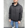 Erkek Siyah Trend Kapüşonlu Sweatshirt