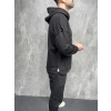 Erkek Siyah Trend Kapüşonlu Sweatshirt
