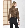 Kadın Leopar Desenli Süet Bluz