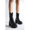Kadın Siyah Arkası Fermuarlı Bot
