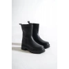 Kadın Siyah Kısa Fermuarlı Bot