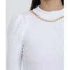 Kadın Zincir Aksesuarlı Beyaz Triko Kazak