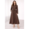 Kadın Kahverengi Uzun Kollu Elbise