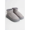 Alina Kadın Gri Kışlık Kürklü Bot