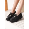 Kadın Siyah Cilt 6cm Topuklu Loafer TR17MS01C
