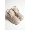 Elena Kadın Bej Kışlık İçi Kürklü Kalın Taban Bot