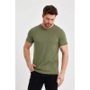 Erkek Basic Yuvarlak Yaka Haki Yeşil Tshirt