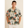Erkek Çiçek Desenli Kısa kol Gömlek