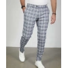 Erkek Mavi Kareli Pantolon