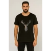 Erkek Geyik Baskılı T-shirt