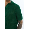 Erkek Yeşil Desenli Triko T-shirt