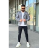 Erkek Gri Deri Ceket