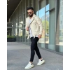 Erkek Krem Deri Ceket