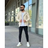 Erkek Krem Deri Ceket