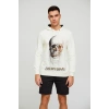 Erkek Kırk Beyaz Baskılı Sweat