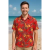 Erkek Nar Çiçeği Desenli Gömlek