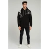 Erkek Siyah Baskılı kapüşonlu  Sweat