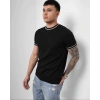 Erkek Siyah-Beyaz Yaka Detaylı T-shirt