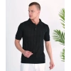 Erkek Siyah Düğmeli Yakalı Triko T-shirt