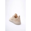 Kadın Bej Örgü Detaylı Günlük Sneaker Rahat ve Hafif Spor Ayakkabı TR01MY01C