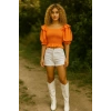 Kadın Turuncu Likralı Büstiyer