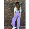 Kadın Lila Bol Paça Pantolon