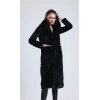 Kadın Parlak Siyah Peluş Kaban
