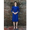 Kadın Saks Mavi Lastikli Elbise