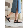 Kadın Siyah 2cm Topuk Boyu Yazlık Rahat Sandalet TR27MY05A