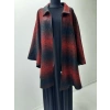 Kadın Siyah-Kırmızı Kışlık Panço