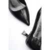 Kadın Siyah Kırışık Rugan Kısa Topuklu Stiletto Ayakkabı TR20MS03C